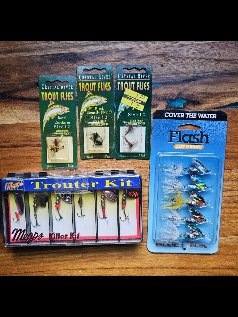 New Trout Fishing Lure Lot Mepps Trouter Kit Blue Fox Crystal River Trout Flies